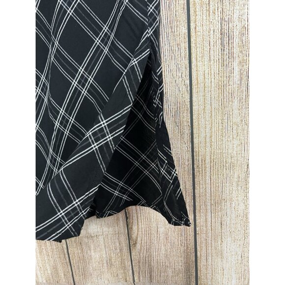 Vtg Y2K Aeropostale A-Line Plaid Skirt L Black White Lace Trim Grunge Academia - Picture 4 of 8